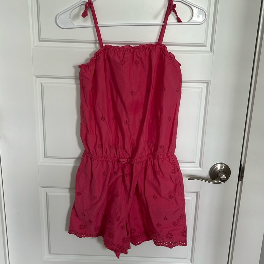 Pink  gap romper youth size large with flower pattern